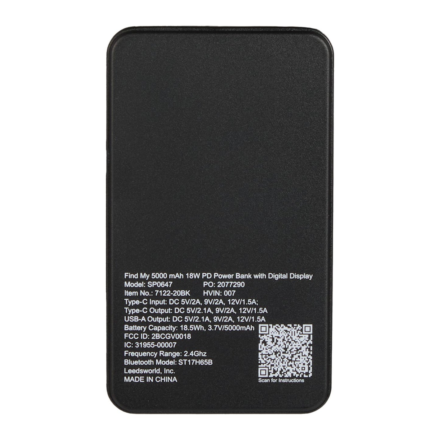 Find My 5,000 mAh 18W PD Power Bank with Digital Display