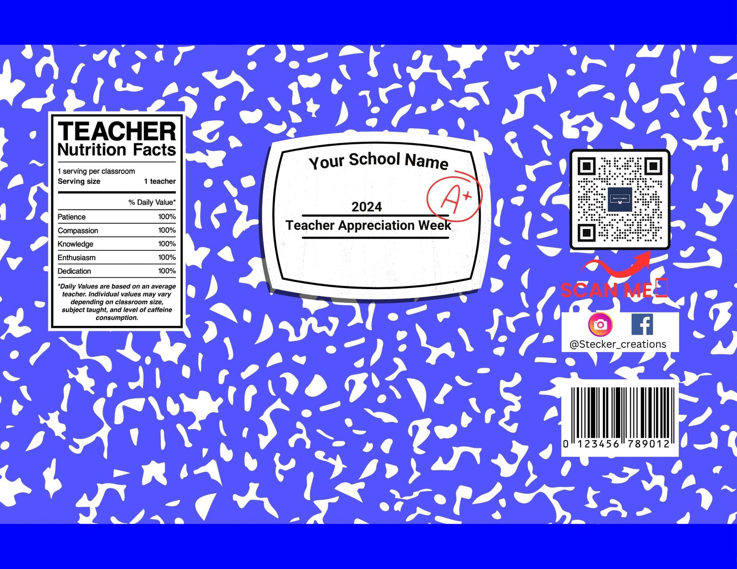 1oz Potato Chip Bag Wrapper - School Notebook - Stecker Creations