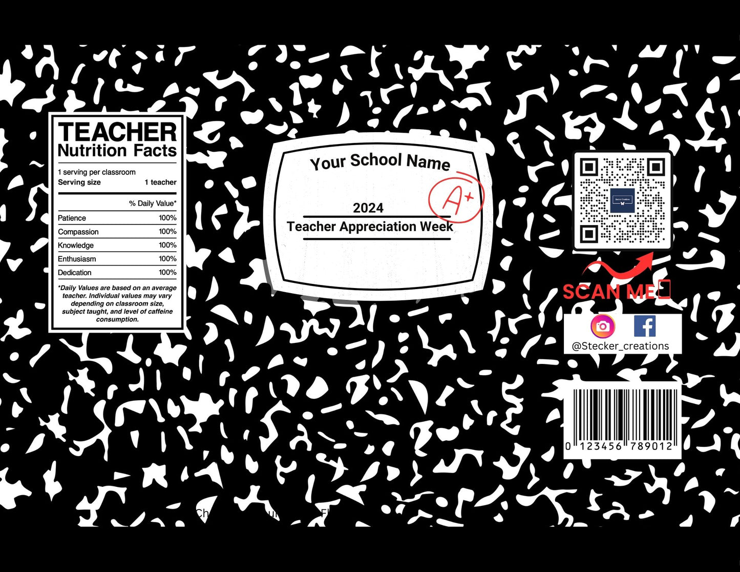 1oz Potato Chip Bag Wrapper - School Notebook - Stecker Creations