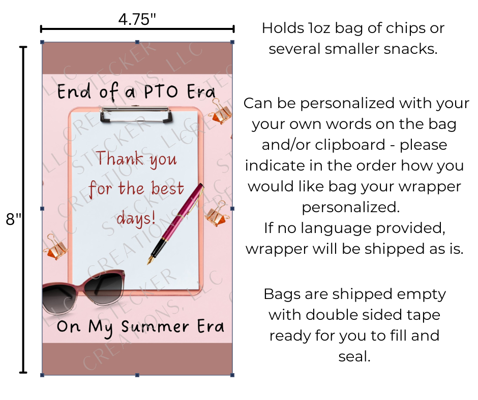 End of PTO Era snack wrap - summer shade and clipboard