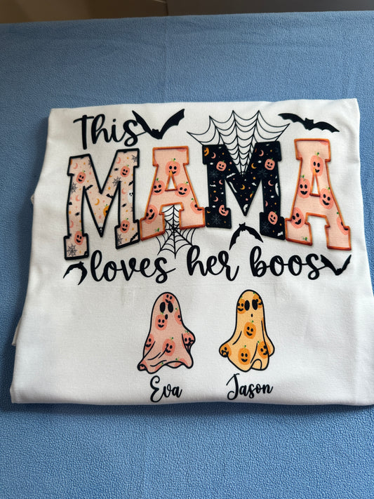 Mama Halloween T-Shirt,  This Mama Loves Her Boos - Stecker Creations