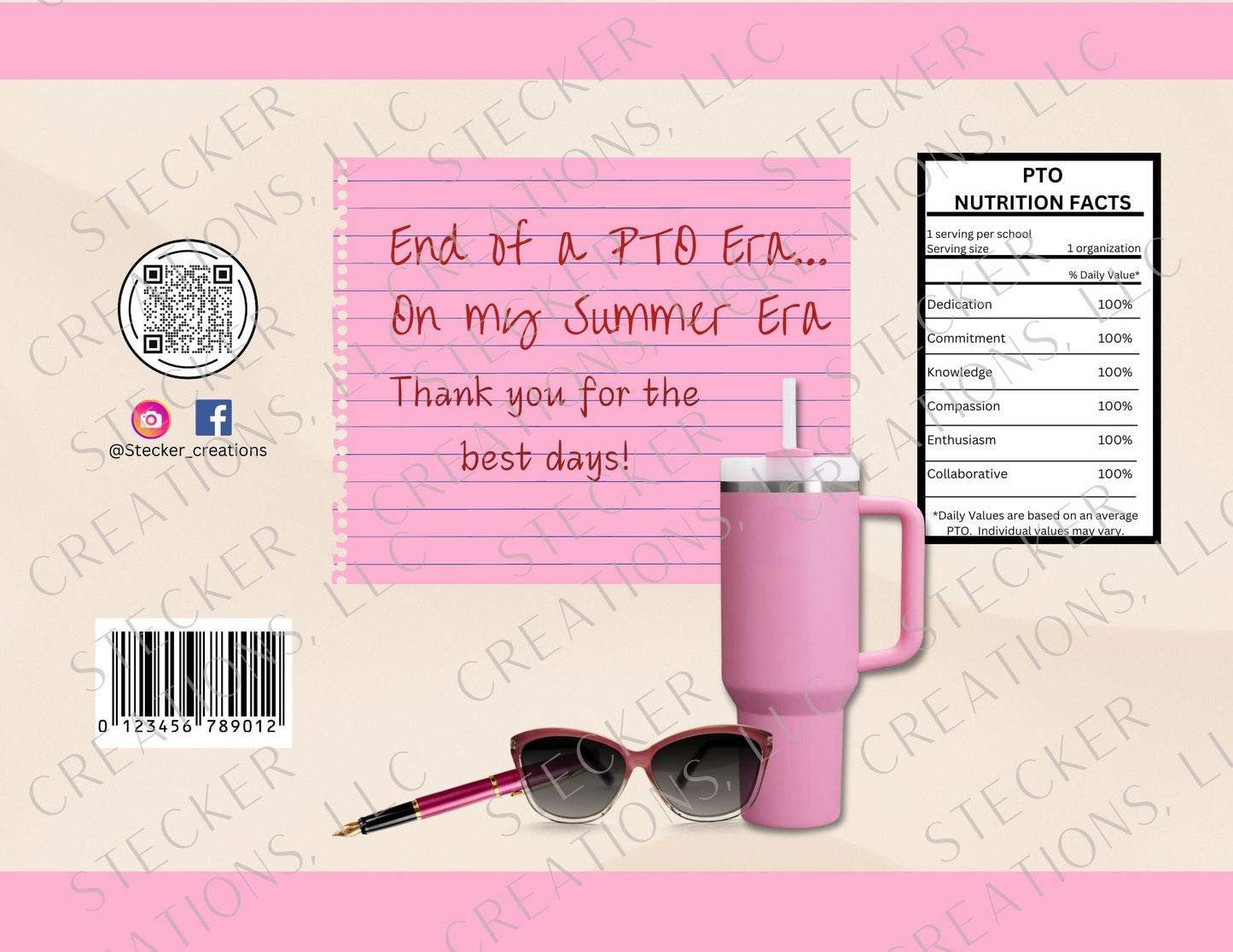 End of PTO Era snack wrap - shades and drink - Stecker Creations